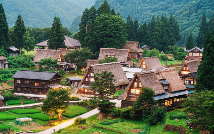 Ainokura, Toyama, Japón, en la remota región de Gokayama