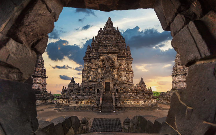 Templo en Yogyakarta, Indonesia